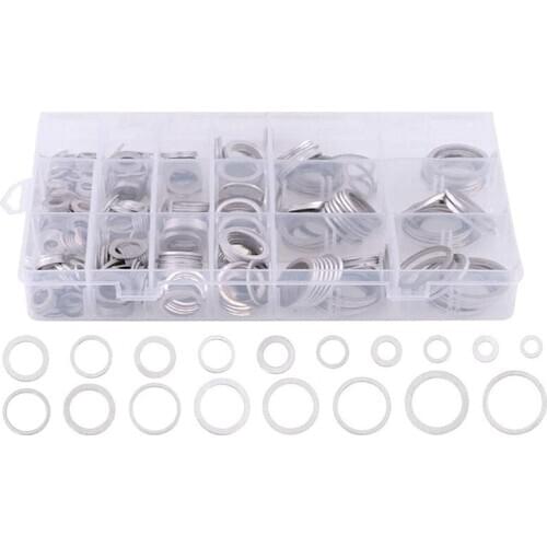 Flat Washers,Automotive Oil Drain Plug Gasket Aluminum Flat Washer Assortment Kit, Metric(470 Pcs 18 Sizes)