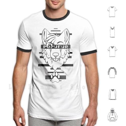 Popufur-Black Text-T Shirt DIY Cotton Big Size S-6xl Popufur Popular Furry Popu Fur Furaffinity Fursuiting Fursuit