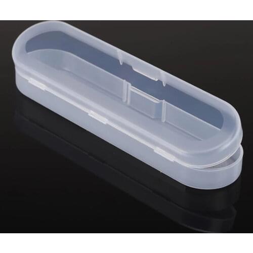 Portable Transparent Clear Pencils Storage Box Hinged Lid Snap Closure Pen Case Makeup Organizer 17.8*4.4*2.3mm