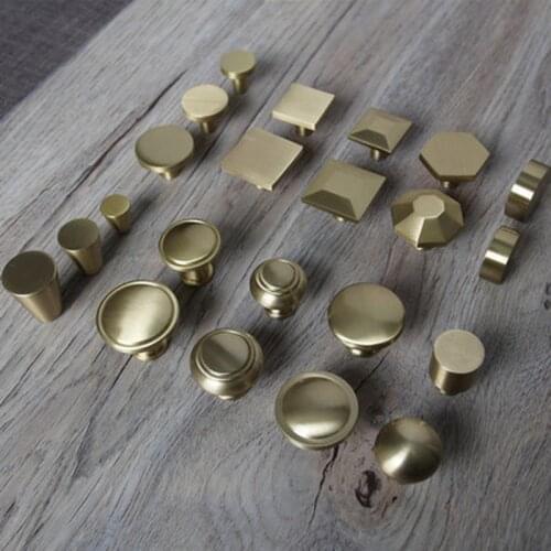 Simple Chinese round single hole copper handle drawer cabinet door Nordic American gold pure copper small handle furniture