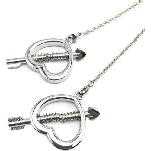 New Stainless steel adjustable torture play Clamps chain metal Nipple clips breast Bondage Restraints Accessories Fetish sex toy