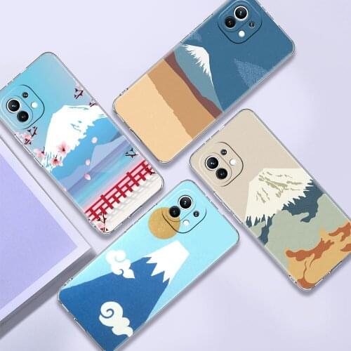 Clear Case For Xiaomi Mi Poco X3 NFC 10T Pro 11 F3 GT M3 Note 10 Lite 9 9T F1 Silicone Phone Cover Funda Mount Fuji Landscape