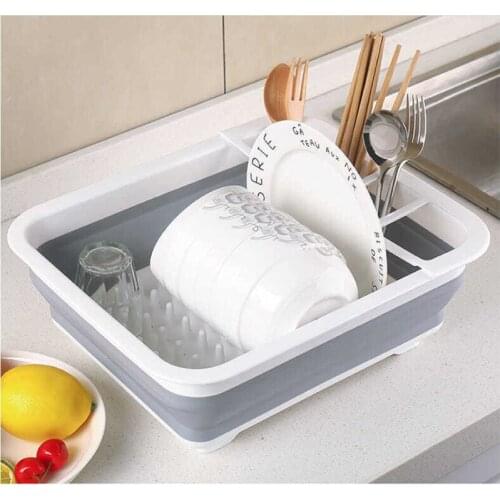 Foldable Colander Set Sink Collapsible Plastic Utensil Water Vegetable Dish Drainer Rack Fruit Kitchen Washing Basket Strainer