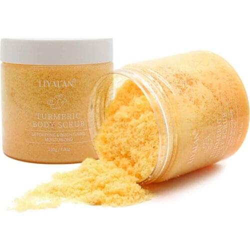 Turmeric Body Scrub Skin Exfoliating Horny Acne Treatment Deep Cleaning Pore Brightening and Nourishes Skin Natural Organic 220g