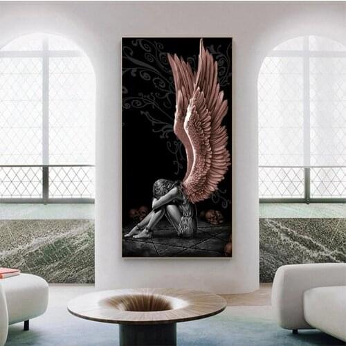 Modern Abstract Style Art Surrealism Angel Girl Canvas Painting Posters and Print Wall Art Pictures Home Room Artwork Decoration