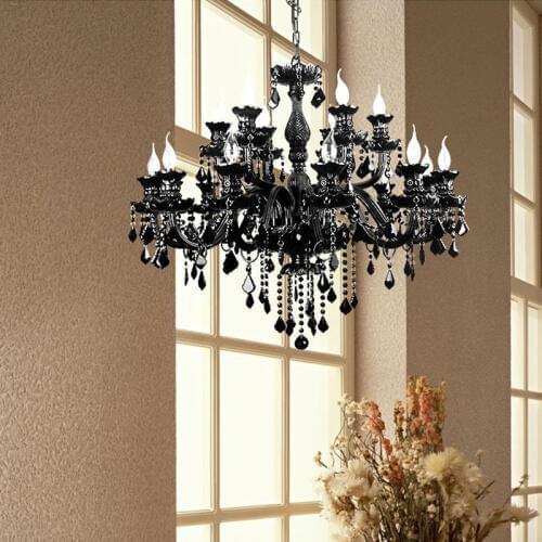 Modern black chandelier k9 crystal chandelier led luxury crystal lamp black large black crystal chandelier chain chandeliers