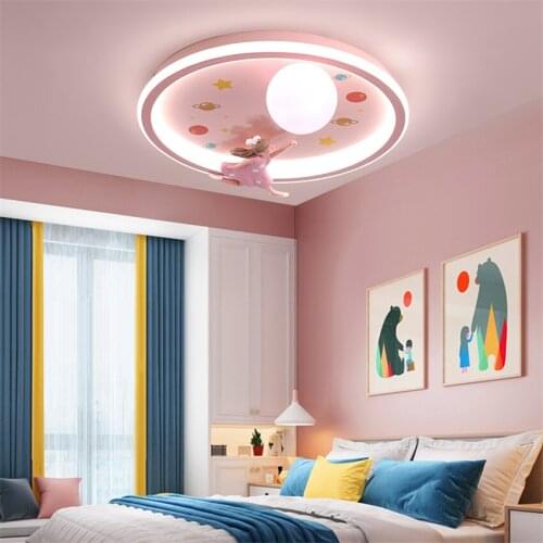 Modern Pink Cartoon LED Ceiling Light Childrens Room Decor Circular Lighting Girl Princess Bedroom Study Cloakroom Ceiling Lamp