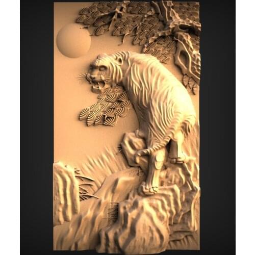 Tiger 3d Model Relief for CNC Router 3D Printer Artcam Aspire Bas Relief in STL file format _Home Decor " CNC file"