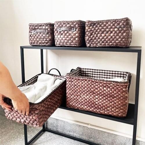 Woven Basket for Organization Handmade Storag Basket with Handle Drawer Closet Organzier Corn Husk Sundries Clothes Organiser