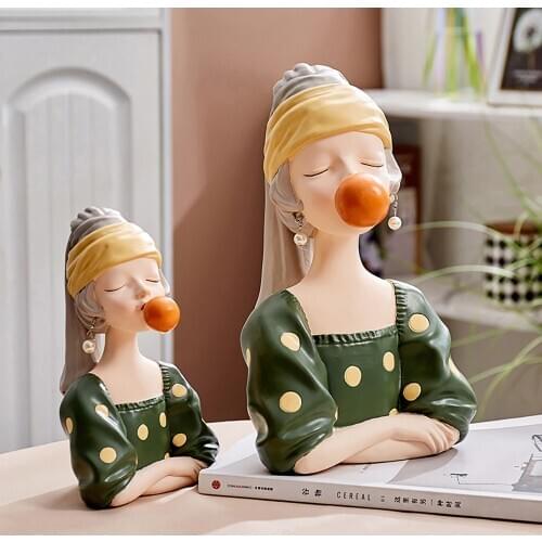 Home Decoration Living Room Decoration Accessories Girl Bedroom Cafe Decoration Gifts Nordic Bubble Girl Resin Sculpture Modern