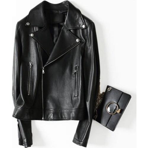 Spring Autumn 2019 Genuine Leather Jacket Women Real Sheepskin Short Coat Female Motorcycle Biker Jacket chaqueta mujer LJ94