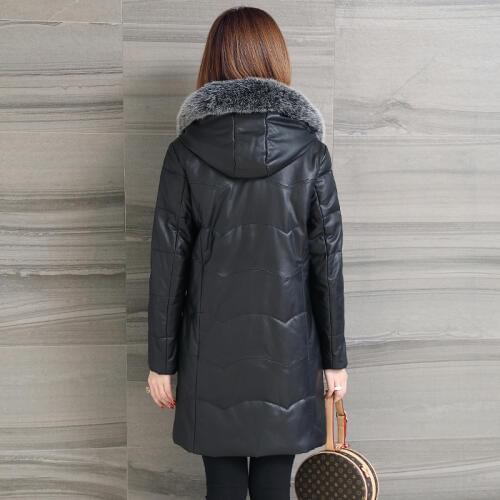 Genuine leather jacket women winter 2020 warm duck down coat female long parka natural fox fur sheepskin leather jacket LX2566