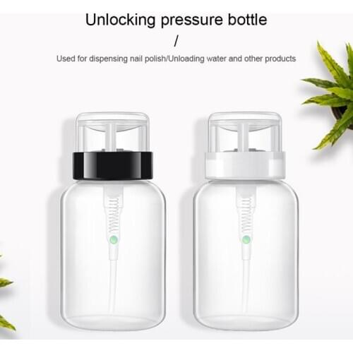 1PC 200ml Empty Plastic Nail Polish Remover Alcohol Liquid Press umping Dispenser Bottle Nail Art UV Gel Cleaner Tool