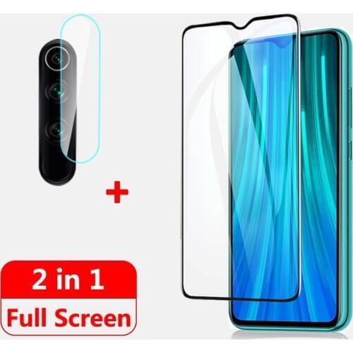 2 In 1 9H Tempered Glass For Xiaomi Redmi 8A 7A 6A Note 8T 8 7 6 Pro Full Coverage Screen Protector Tempered Glass + Lens Film