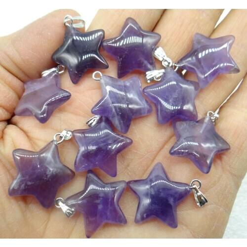 2021 Natural stone Quartz Crystal tiger eye aventurine sodalite star Pendant for diy Jewelry making necklace Accessories 12PCS