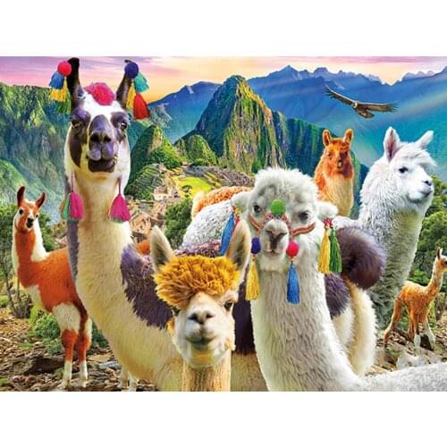 Full Circle Diamond 5D DIY Diamond Embroidery Alpaca Family Diamond Painting Cross Stitch Rhinestone Mosaic Decoration