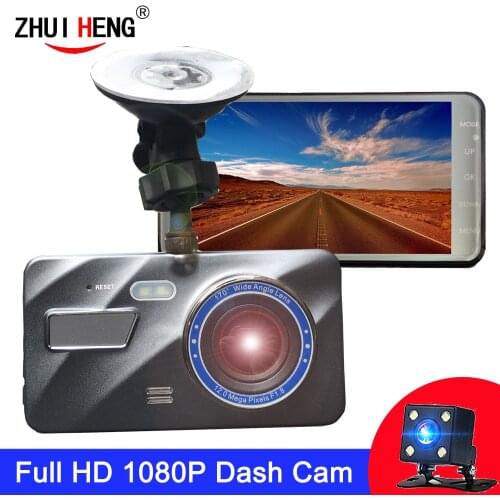 4 Inch IPS Touch Screen Dash Cam 1080P Car DVR Dual Lens Car Camera Dashcam Wide Angle Video Recorder Rear Camera Night Vision