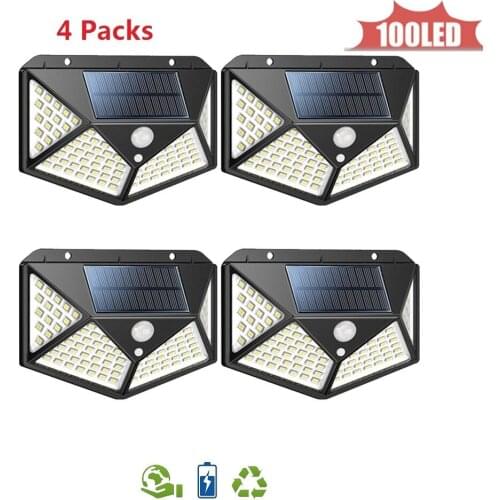 100LED Wireless Solar Lights LED Outdoor Decor Light Control Solar Wall Light for Garden Street Solar Lamp 4 sided 270°lighting