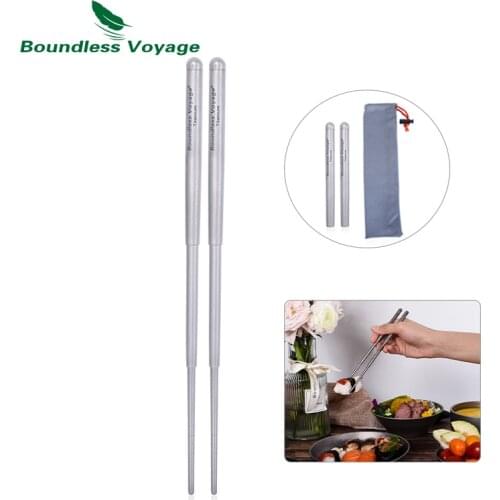 Boundless Voyage Titanium Telescopic Chopsticks Folding Tableware Portable Outdoor Camping Travel Picnic Cutlery
