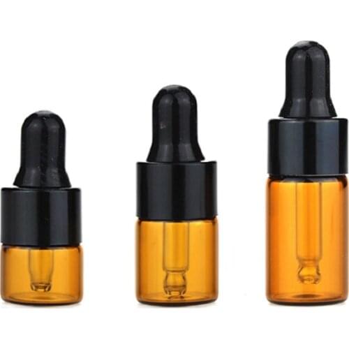 1ml 2ml 3ml Essential Oil Bottle Empty Glass Dark Brown Clear Cosmetic Packaging Small Essence Sample Dropper Bottle