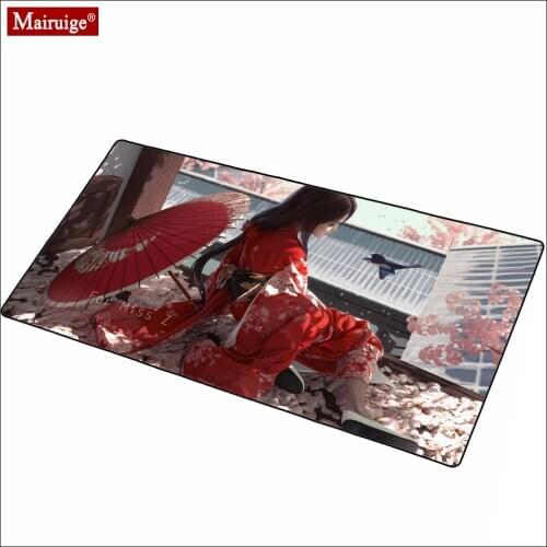 Long-haired Brunette Umbrella Bird Kimono Large Mousepad XXL Gming Mouse Pad 900x400mm Persona Role Keyboard Pad Mouse Mat