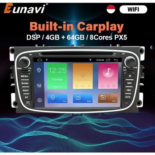 Eunavi 2 Din Android 10 Car Radio dvd for Ford focus 2 Mondeo S-MAX C-MAX Galaxy Transit Tourneo stereo GPS Navigation DSP WIFI