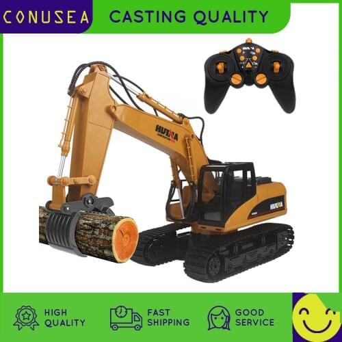 HUINA Toy 1/14 Rc Car Wood Grabber Truck Alloy Grabbing Machine Caterpillar 2.4G 16Ch Radio Remote Control Engineering Car Toys