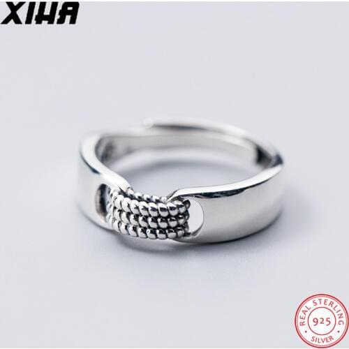 XIHA Genuine 925 Sterling Silver Ring for Women Chain Shape S925 Silver Ring Resizable dropshipping wholesalers suppliers