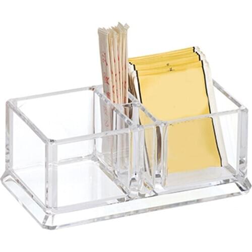 2 Compartment Tea Bags Storage Box Acrylic Transparency Rectangle Food Storage Box Tea Bag Organizer Kitchen Sorting Container