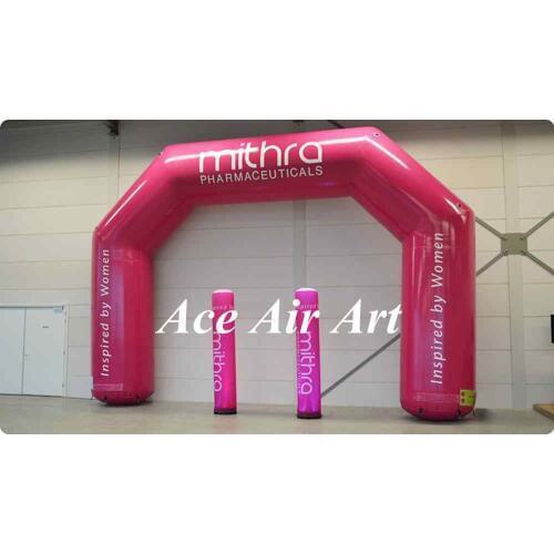 Beautiful pink inflatable advertising arch with inflatable advertising pillars to inspire people