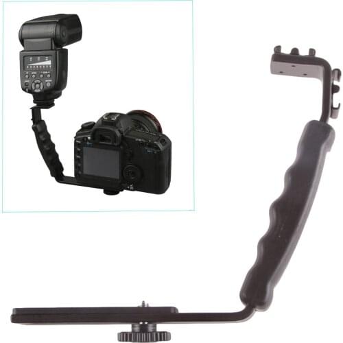 Handle Grip Mount L Type Bracket W/ Cold Shoe 1/4 Adapter Mic Stand for Zhiyun Smooth Q2 4 DJI OSMO Mobile 3 Gimbal Stabilizer