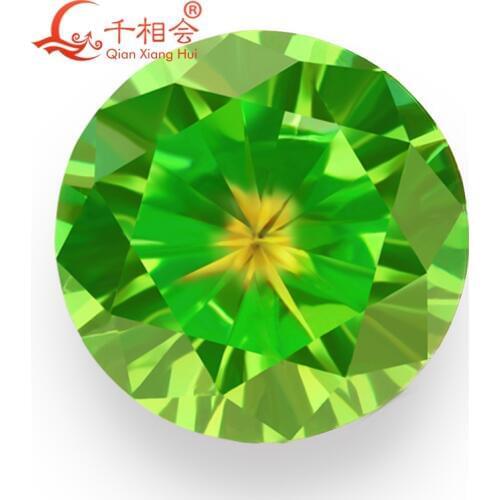 Round shape cubic zirconia special color one-time forming multi yellow and green yellow color cz loose stone