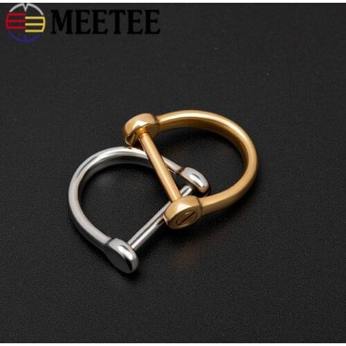 Meetee 5pcs 13/17mm Brass Stainless Steel D Ring Hook Screw Removable KeyChain Ring Hang Buckle DIY Chain Hook Clasp Accessories