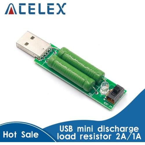 USB mini discharge load resistor 2A/1A With switch 1A Green led, 2A Red led