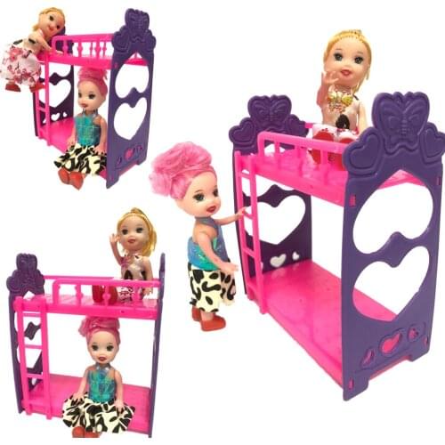 NK One Set Doll Accessories Super Cute Platic Bunk Bed Play House Toys For Mini doll For Barbie Doll Kelly Doll Baby Toys DZ