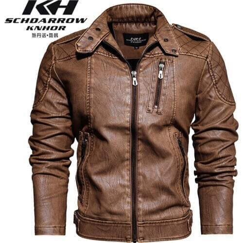 New Autumn/Winter 2020 Mens Leather Coat Air Force Pilot Coat Lining with Velvet Black Casual Faded Style PU Leather Coat