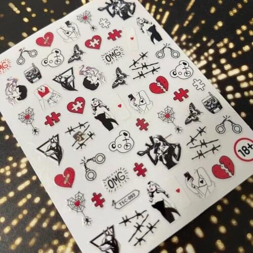 Newest TSC-93 series anime boy designs 3d nail art sticker nail decal accessories