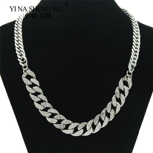 New Hip Hop Thick Short Choker Rhinestone Necklace for Women/Men Collar Cuban Link Chain Necklace Neck Jewelry Gift Accessories