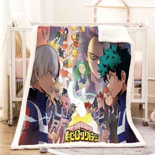 3D Print Anime My Hero Academia Blanket Midoriya Izuku Fleece Travel Quilt Sofa Keep Warm Throw Plush Blankets Custom Bedspread
