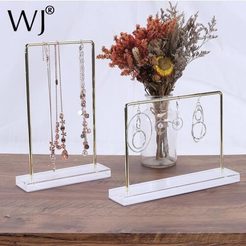 Hanging Earrings Pendnat Necklace Stand Organizer Rack Holder Studs Long Bracelet Chain Jewelry Display Showcase Acrylic & Metal