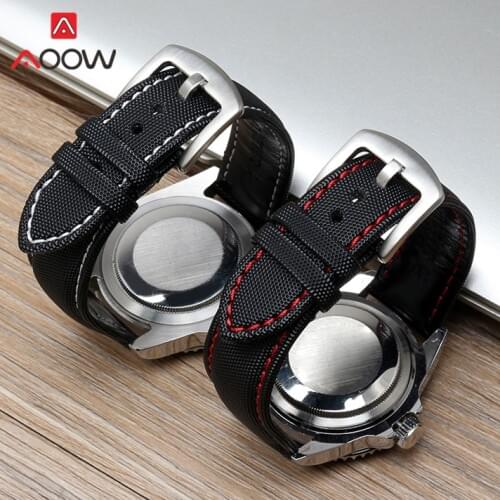 20mm 22mm 24mm Canvas Genuine Leather Strap Watchband for Omeg-a Speed master Men Replacement Bracelet Watch Band for Tudor