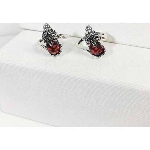 Ruifan Brave Troops Wine Red Garnet Ring for Women Pure 925 Sterling Silver Rings Female Lucky Trendy Fine Jewelry Gift YRI045