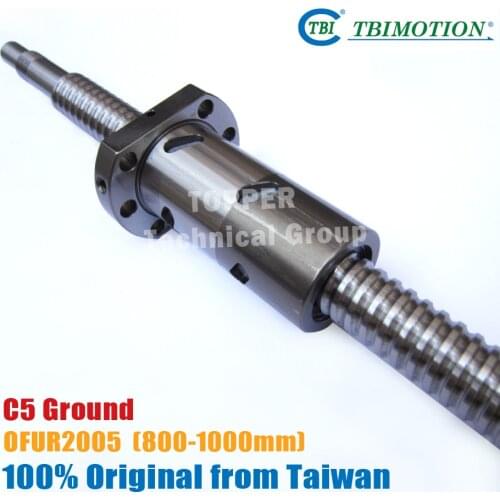 TBI DFU2005 C5 ground 800/850/900/1000mm ballscrew with new OFU2005 ball nut + end machined for high precision CNC kit DFU set