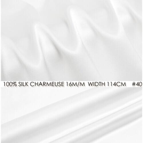 SILK CHARMEUSE SATIN 114cm width 16momme/100% Pure Mulberry Silk Fabric/Patchwork Wedding Dress Sewing Fabric Off White NO 40