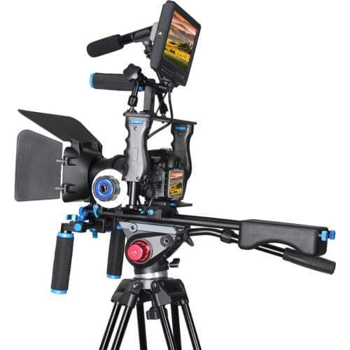 DSLR Rig Video Stabilizer Shoulder Mount Rig + Matte Box+ Follow Focus + Dslr Cage for Canon 5D2 5D3 5diii 5dIV Video Camcorder