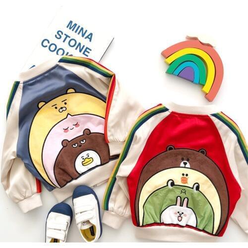 Tonytaobaby Autumn and Winter Clothing New Childrens Clothing Rainbow Cartoon Coat Baby Jacket Girls Coat Boys Jackets