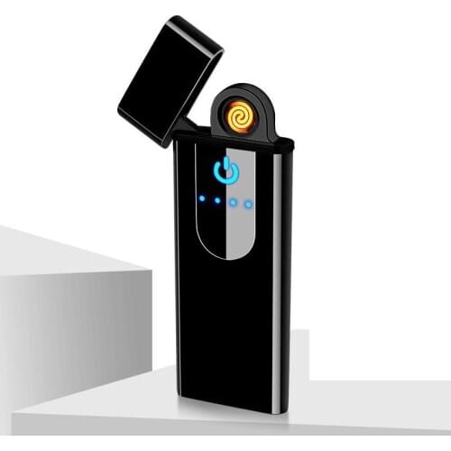 Ultra thin Touch sensitive Portable Intelligence Rechargeable Flameless Creative Metal USB Lighter Smoking Accessories