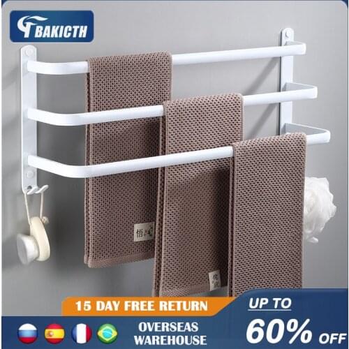 Towel Hanger Wall Mounted Towel Rack Bathroom Space Aluminum Fashion White Towel Bar Rail Matte White Towel Holder
