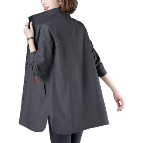 With Lining Mid Long Womens Windbreakers Coat Spring Autumn New Female Jackets Single-Breasted Loose Middle-Aged Mother Coat