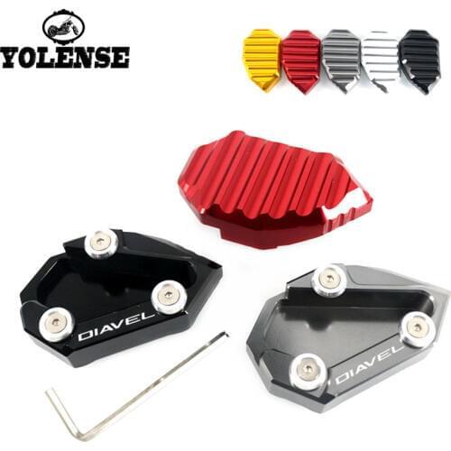 Motorcycle CNC Kickstand Foot Side Stand Extension Pad Support Plate For Ducati Diavel Cromo AMG 2011 2012 2013 2014 2015 2016